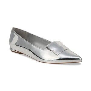 Alfani Step n Flex Samatha Sleek Metallic Silver Pointed Toe Trendy Flats 8.5M